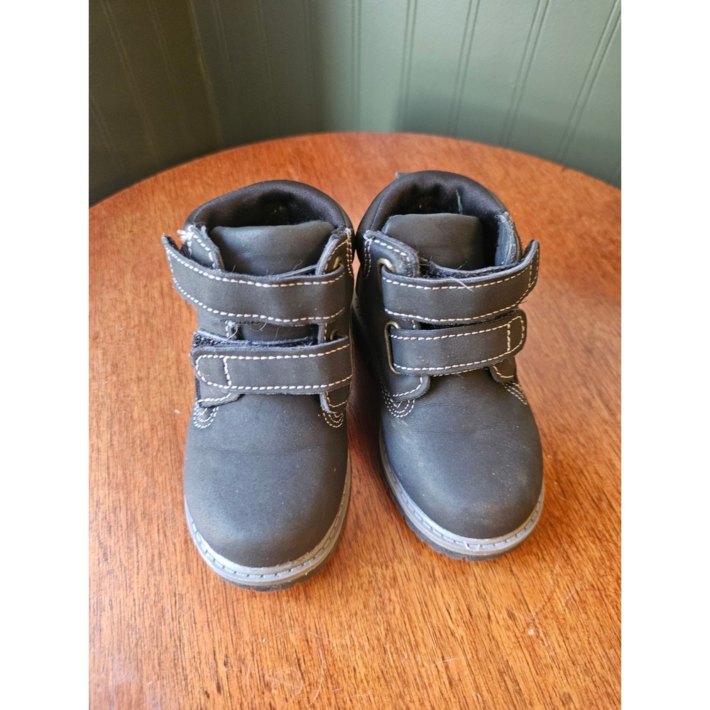 Wonder Nation Toddler Boys Black Double‎ Strap Work Boots Size 5 hook and loop